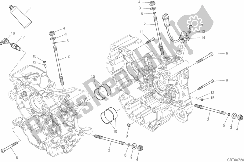 All parts for the 10a - Half-crankcases Pair of the Ducati Hypermotard 939 SP 2016